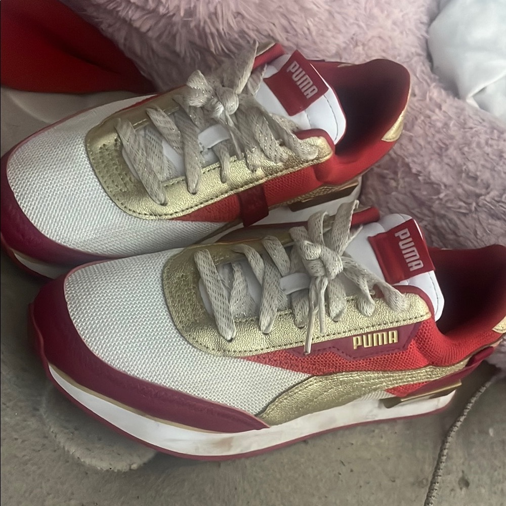 Puma Red and Gold Sneakers Retro Style